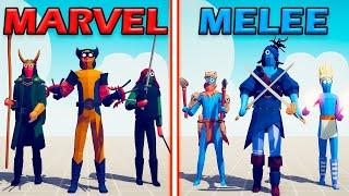 MARVEL TEAM vs MELEE UNITS TEAM - Totally Accurate Battle Simulator | TABS