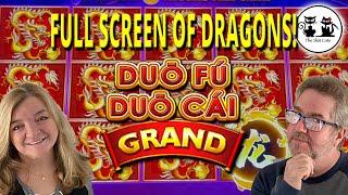 NEW SLOT MACHINE! LIGHT & WONDERS DUO FU DUO CAI GRAND - DRAGONS! FULL SCREEN OF DRAGONS! WOO HOO!!