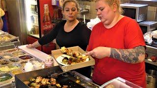 Street Food in Budapest, Hungary. Tasty Foods at City Central Market