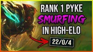 RANK 1 PYKE SMURFING IN GRANDMASTER! (FLAWLESS GAMEPLAY) - Davemon