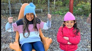 Deema and Sally Play and share rides at the playground | Fair Play for Kids