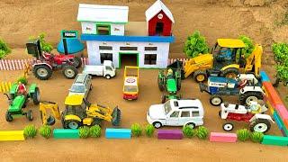 I build a big parking lot for my vehicles | jcb tractor and trucks | auto rickshaw