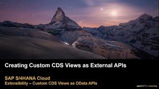 Creating Custom CDS Views as External APIs - SAP S/4HANA Cloud Extensibility - SAP Micro Learning