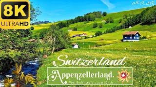 [ 8K ] APPENZELL – WASSERAUEN Switzerland Villages - Walking Tour | 8K HDR Video