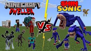 Shin Sonic VS All Minecraft Dwellers [Horror Addon]  [Sonic Tapes] Terrifying Minecraft MOD