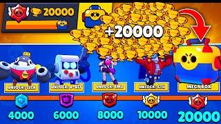 NONSTOP to 20000 TROPHIES Without Collecting TROPHY ROAD + Free Brawler - Brawl Stars