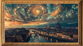 4K Free Framed TV Art Screensaver Animated | Starry Night, Florence, Italy | Fantasy Art Animated