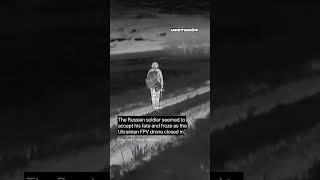 Russian Soldier Froze As the Ukrainian FPV Drone Approached Him #warinukraine #drone