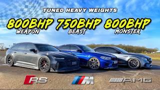 800BHP E63 AMG v 800BHP AUDI RS6 v 750BHP BMW M5: DRAG RACE