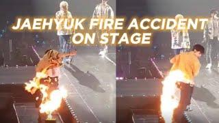 jaehyuk from treasure got caught on fire on stage - accident video