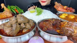 HANDI MUTTON CURRY,HANDI CHICKEN CURRY,HANDI LIVER CURRY,HANDI FISH CURRY *ASMR EATING