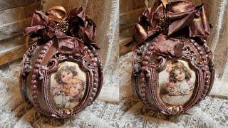 Decorating Vintage Christmas Ornament in Victorian Style, Decoupage