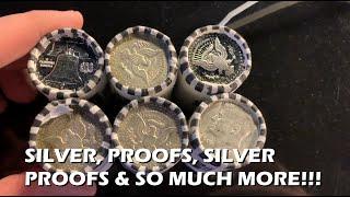 HUGE SILVER COLLECTION DUMP!  Silvers, Proofs, Commemoratives! Coin Roll Hunting Half Dollars