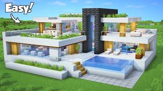 Minecraft: How to Build a Modern House Tutorial (Easy) #49 - Interior in Description!