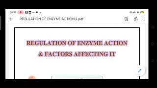 Regulation of Enzyme Action