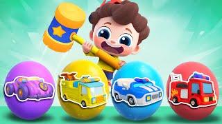 Surprise Eggs Kids Songs | Learn Colors | Five Little Cars | Nursery Rhymes & Kids Songs | BabyBus