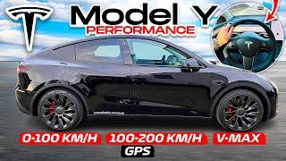 TESLA Model Y Performance | 0-100 km/h | 100-200 km/h | v-max | GPS Messung