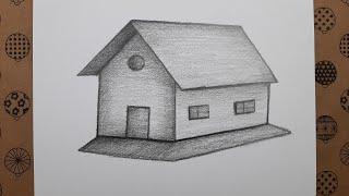 Karakalem Kolay Ev Resmi Nasıl Çizilir, Çizim Hobimiz Çizimleri - Easy House Picture Drawing