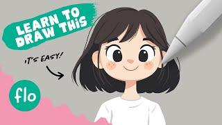 Anyone Can Draw This Cartoon Girl Character - Tutorial for PROCREATE