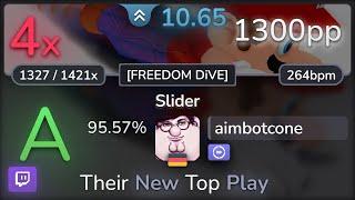  10.6⭐ aimbotcone | Koji Kondo - Slider [FREEDOM DiVE] +DT 95.57% | 1300pp 4 - osu!
