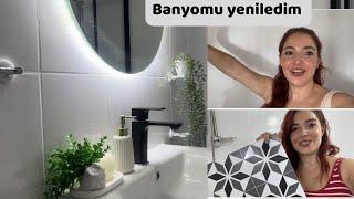 İnanılmaz Banyo Değişimi/ Kırmadan Dökmeden Banyomu Yeniledim / Fayans Boyama/ Yer Döşeme