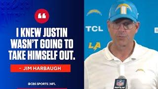 Jim Harbaugh gives an update on Justin Herbert after loss to Steelers | Press Conference