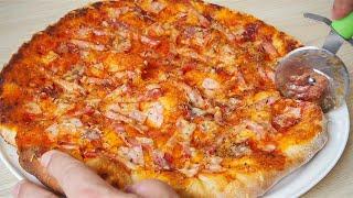 ¡Deliciosa Pizza Tutto Carne! Jamón, Bacon, Pollo (receta casera paso a paso)