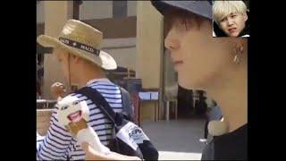 Jin and Suga eating ice cream in Malta and the ice cream says...(Bon Voyage Season 3)