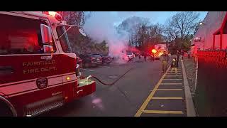 Fairfield Engine 4 at Carr Fire Villa Road behind Nutmeg Bowl Connecticut