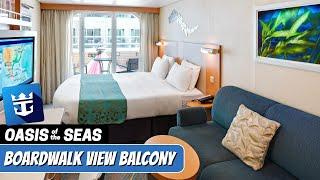 Oasis of the Seas | Boardwalk View Balcony Stateroom Tour & Review 4K | Royal Caribbean Cruise