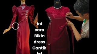 dress pesta aksen draping/drapery