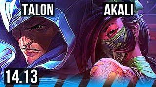 TALON vs AKALI (MID) | 9/1/1, 1300+ games, Dominating | EUW Diamond | 14.13