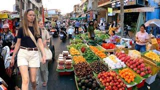 Best Cambodian street food tour in Phnom Penh market - Delicious plenty foods, fruit & snacks