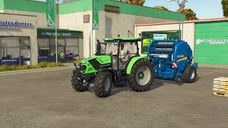 BALING ROUND BALES RIVERBEBD SPRING FARM FS25