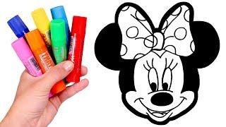 Dibuja y colorea a Minnie Mouse Dibujos para niños