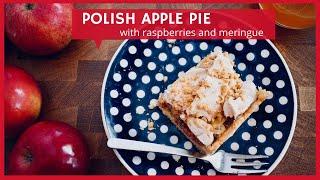 Polish Apple pie on shortbread with meringue| Polish food