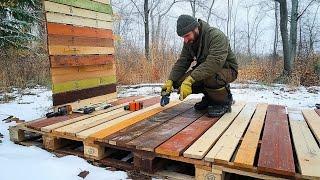 Man Builds a House with ABANDONED PALLETS in the Middle of the Forest | by @lesnoy_craft8607