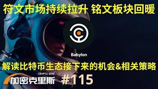 符文生态持续走强，Dog屡创新高，铭文板块回暖，Ordi重回50美金，Babylon完成最新一轮7000万美金融资，纵览比特币生态，接下来的机会和散户参与方法的分享【加密克里斯 第115期】