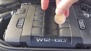 AUDI A8 W12 2000 RPM MOTOR TEST ,  ENGINE TEST , TEST MONETY , TEST MÜNZEN , COIN TEST