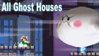 New Super Mario Bros DS All Ghost House Levels with Secret Exit Locations (No Damage)