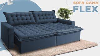 Sofá Retrátil Reclinável e Cama inBox Flex Suede Velusoft - Cama inBox