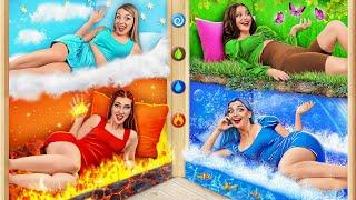 Four Elements Build a Bunk Bed | Fire Girl, Water Girl, Air Girl and Earth Girl by MultiDO Challenge