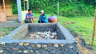 Glad and happy to have Uncle Cuong help build a clean water tank - Giang's farm building journey