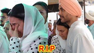 Neha Dhupia Breaks Down at Angad Bedi’s father Last Rites