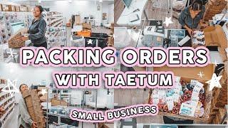 STUDIO VLOG #83  Packaging Scrunchie Orders With Taetum | Small Business ASMR Packing 