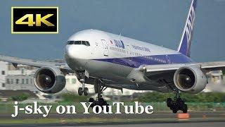 [4K] 間近に見る豪快な着陸・離陸 ANA Boeing 777-200, 777-200/ER at Osaka Itami Airport / 伊丹空港 全日空
