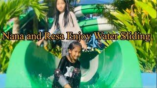 Nana and Resa Enjoy Water Sliding