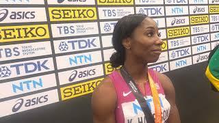 Keni Harrison after bronze in 2023 World 100m hurdles