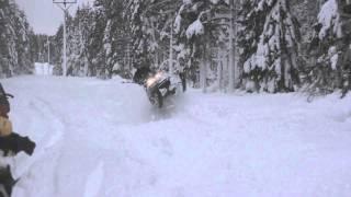 Arctic cat m8 hitting nice powder bumps and crashes funny