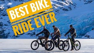 Fat tire bikes and the DJI Mavic 2 Pro at Portage Glacier Alaska